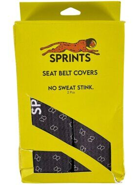 Sprints Seat Belt Covers 2-Pack No Sweat/Stink Paisley Washable Yellow Black NEW